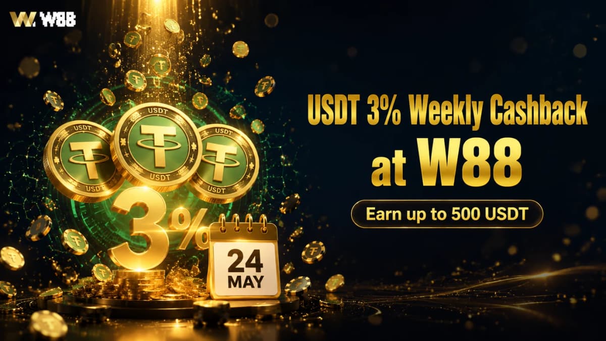 USDT 3% Weekly Cashback at W88 — Earn Up to 500 USDT Until 24 May 2026