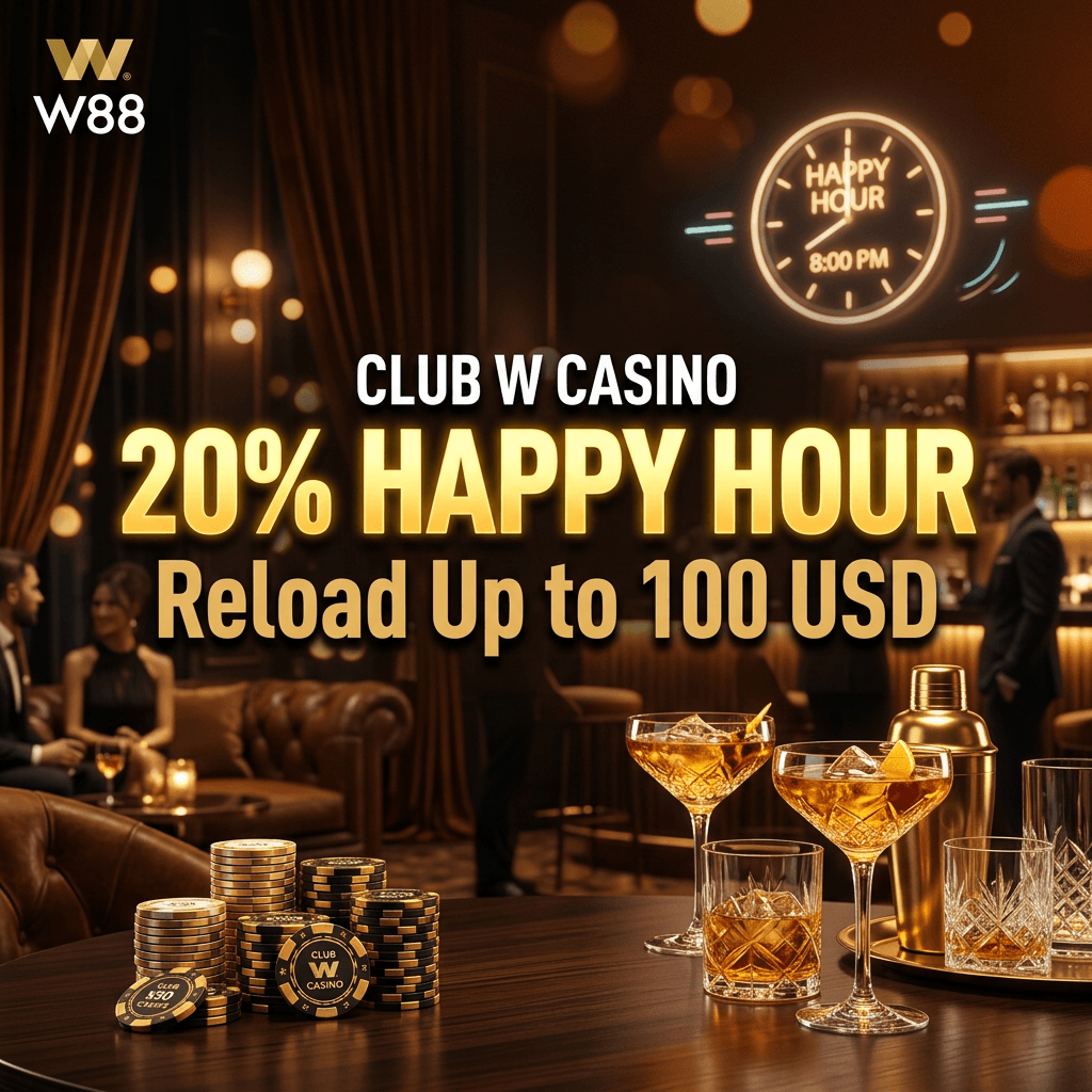 Club W Casino — 20% Happy Hour Reload Up to $100